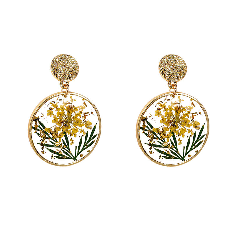 Wholesale Dried Plant Preserved Flower Glue Earrings